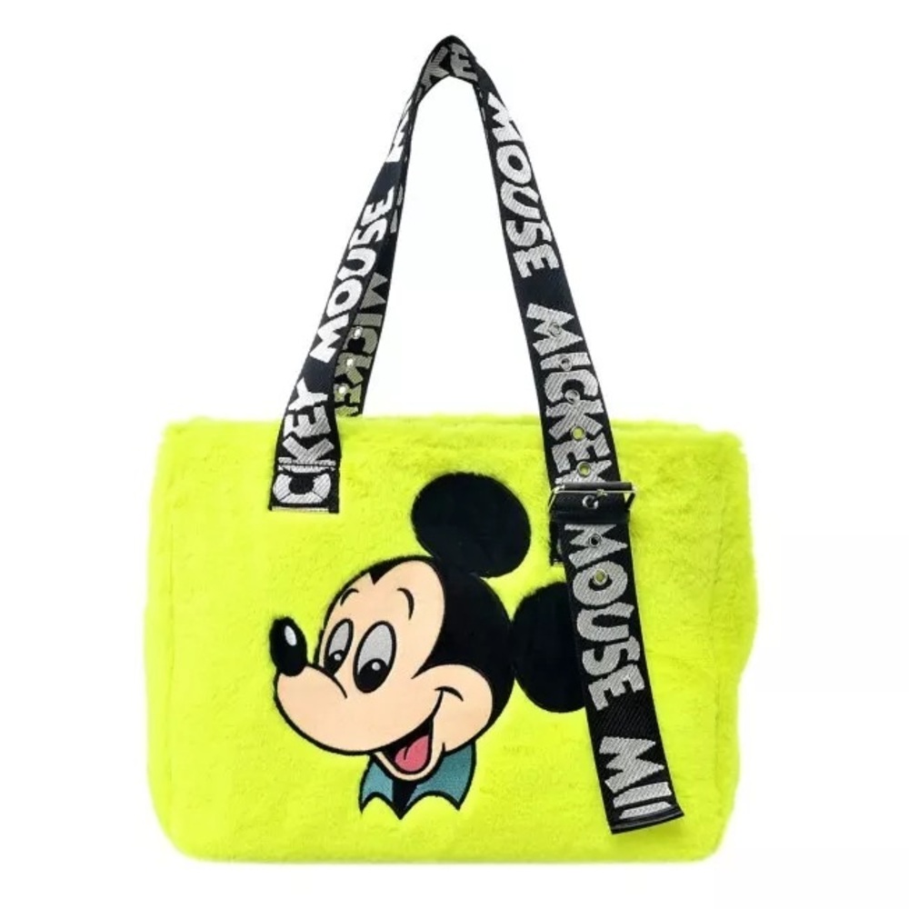 Mickey Embroidered Fluffy Neon Tote